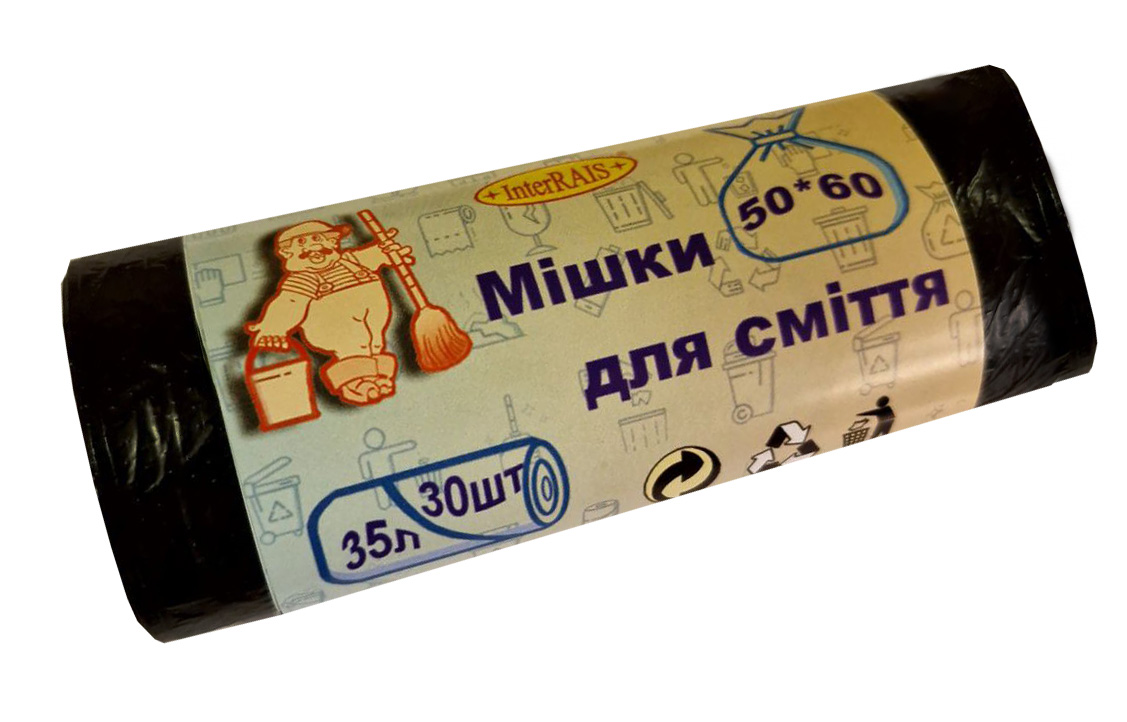 Пакети для сміття INTERRAIS , 35 л., 30 шт., 8 мкм.